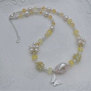 X459 Handmade Freshwater Baroque Pearl Citrine Necklace